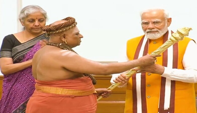 PM Modi receives sacred sceptre ‘Sengol’ on eve of new Parliament building inauguration